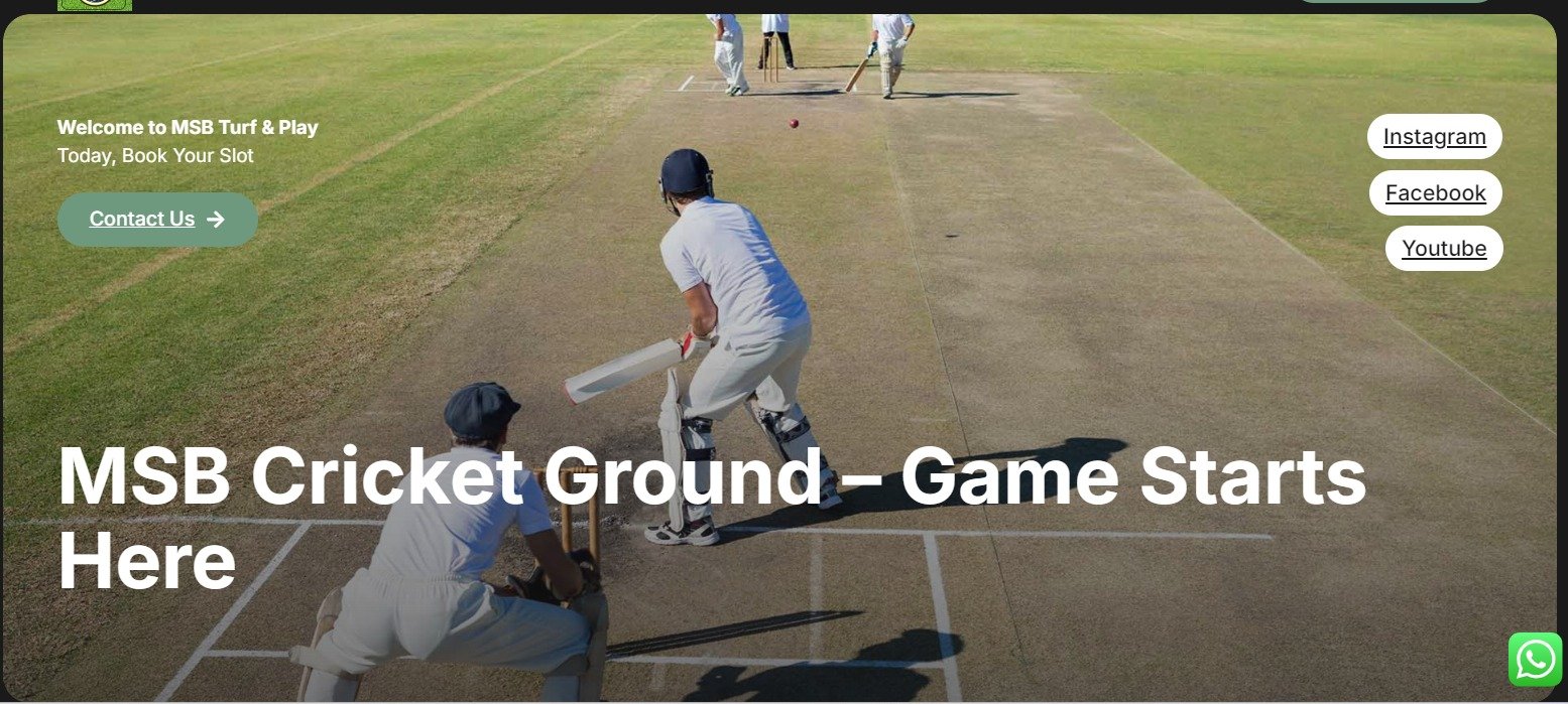 MSB Turf Cricket Ground — Custom Website by DevWiseTech